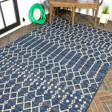 Ourika Moroccan Geometric Textured Weave Indoor/outdoor Rug